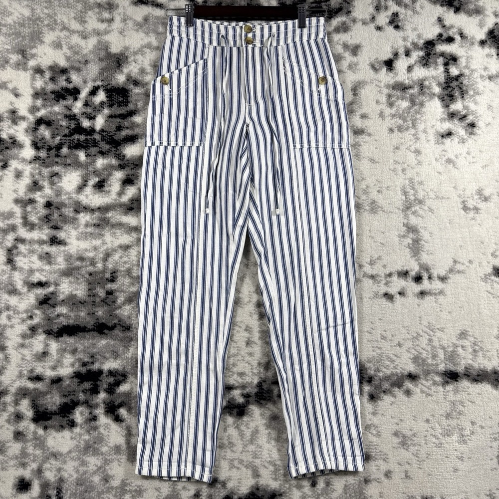 American Eagle Pants‎ Womens Size 0 Striped Blue White Utility Hippie Bohemian
